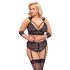 Cottelli Bondage Plus Size - дантелен комплект сутиен (черен) - 4XL