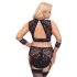 Cottelli Bondage Plus Size - дантелен комплект сутиен (черен) - 4XL