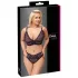 Cottelli Plus Size - прозрачен комплект сутиен с шарки (лилав) - 2XL