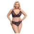 Cottelli Plus Size - прозрачен комплект сутиен с шарки (лилав) - 2XL