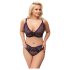Cottelli Plus Size - Прозрачен комплект сутиен с шарки (лилав) - 2XL