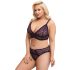 Cottelli Plus Size - Прозрачен комплект сутиен с шарки (лилав) - 2XL