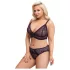 Cottelli Plus Size - прозрачен комплект сутиен с шарки (лилав) - 2XL