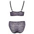 Cottelli Plus Size - Прозрачен комплект сутиен с шарки (лилав) - 2XL