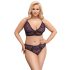 Cottelli Plus Size - Прозрачен комплект сутиен с шарки (лилав) - 4XL