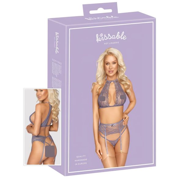 Целувка - дантелено бельо комплект (лилаво) - L/XL