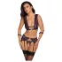 Cottelli Bondage - комплект бельо и белезници (черно-лилаво)