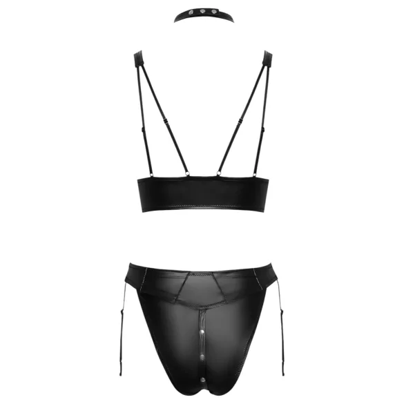 Cottelli Bondage - лъскав сутиен с белезници (черен)