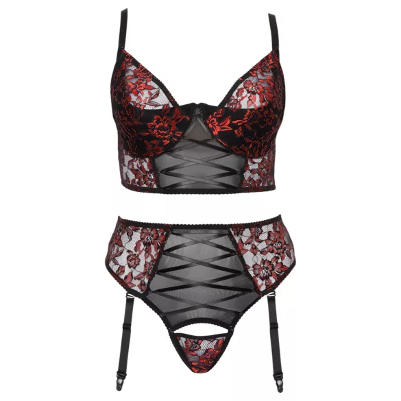 Cottelli - плюс размер сутиен комплект - червен