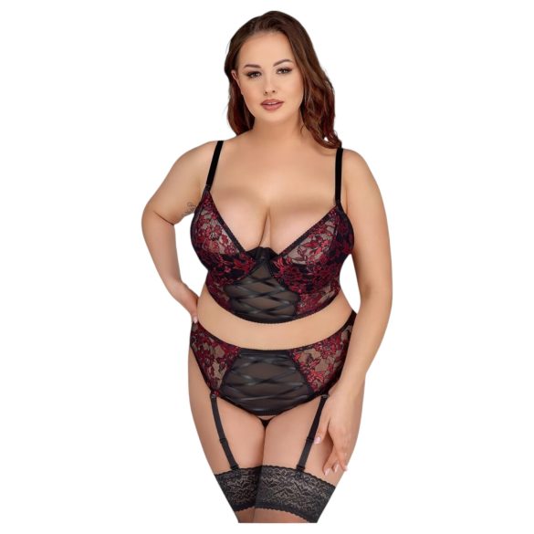 Cottelli Plus Size – комплект сутиен (червен) - 90C/XL