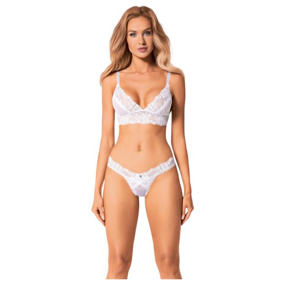 Obsessive Set Heavenlly - дантелен сутиен комплект (бял) - M/L