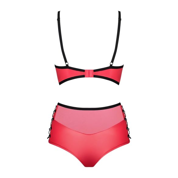 Obsessive Leatheria - комплект сутиени от еко кожа (червен) - S/M