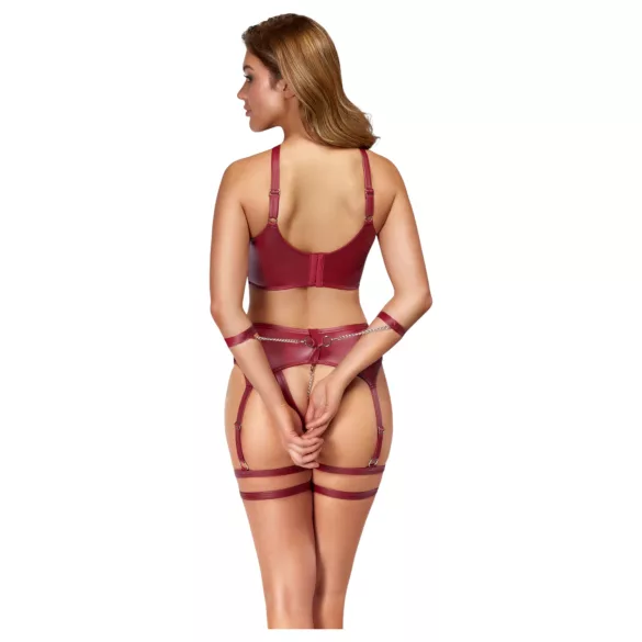 Cottelli Bondage - комплект сутиен с презрамки на кръст - червен - L
