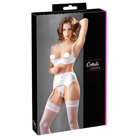 Cottelli - корсет с дантела и сутиен сет (бял) - 80B/M