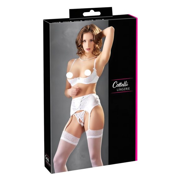 Cottelli - корсет с дантела и сутиен сет (бял) - 80C/M