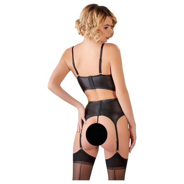 Abierta Fina - комплект бельо с презрамки и дантела - черен - 85C/L