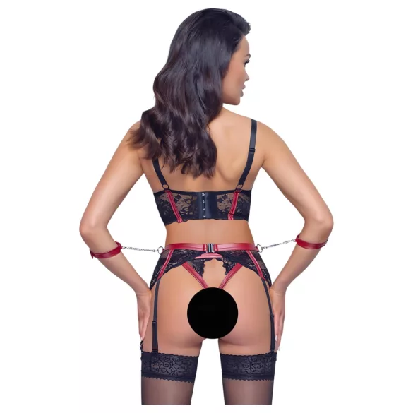 Cottelli Bondage - бюстие с дантела - червен - матиран ефект - M