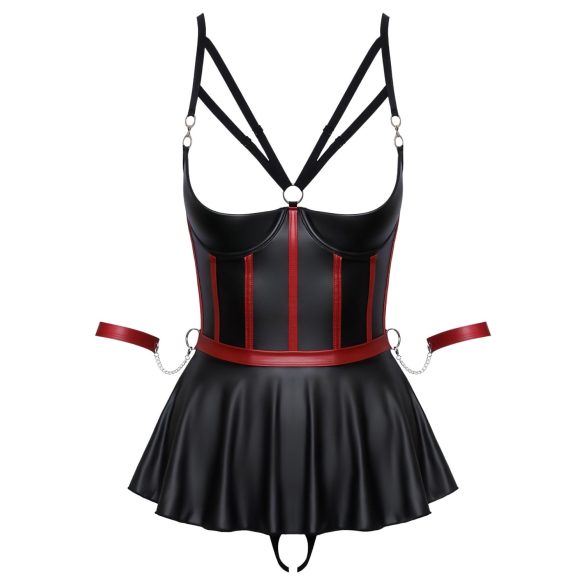 Cottelli Bondage - лъскав комплект и белезници за ръце (черен)