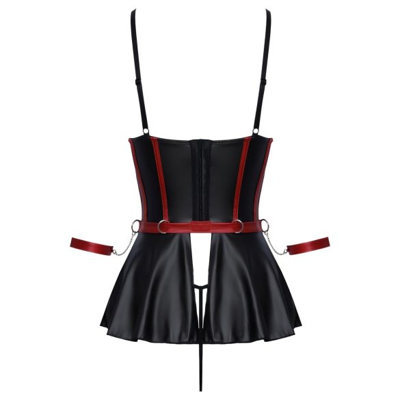 Cottelli Bondage - лъскав комплект и белезници за ръце (черен)