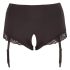 Cottelli Plus Size - отворени бикини с жартиери (черни) - 3XL