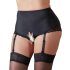 Cottelli Plus Size - отворени бикини с жартиери (черни) - 3XL