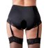 Cottelli Plus Size - отворени бикини с жартиери (черни) - 4XL