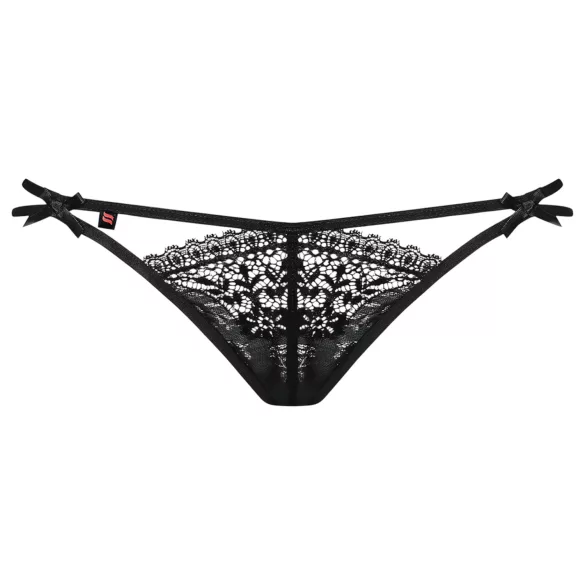 Obsessive - дамски прашки с двойни презрамки - дантела - черни - L/XL