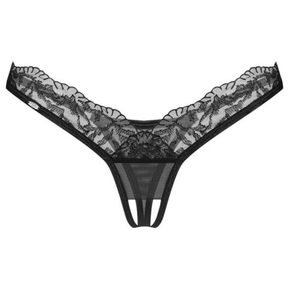 Obsessive - прозрачна дантелена прашка - черна - L/XL
