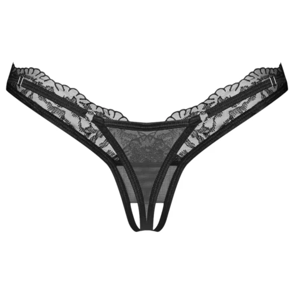 Obsessive - прозрачна дантелена прашка - черна - L/XL