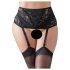 Cottelli Plus Size - Дантелен жартиер с връзки (черен) - 2XL