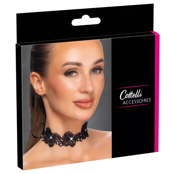 Cottelli - дантелена чокър огърлица с перли - черна