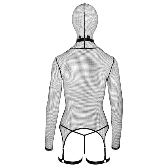 Bad Kitty - BDSM полупрозрачен мрежест комплект с камшик (черен)