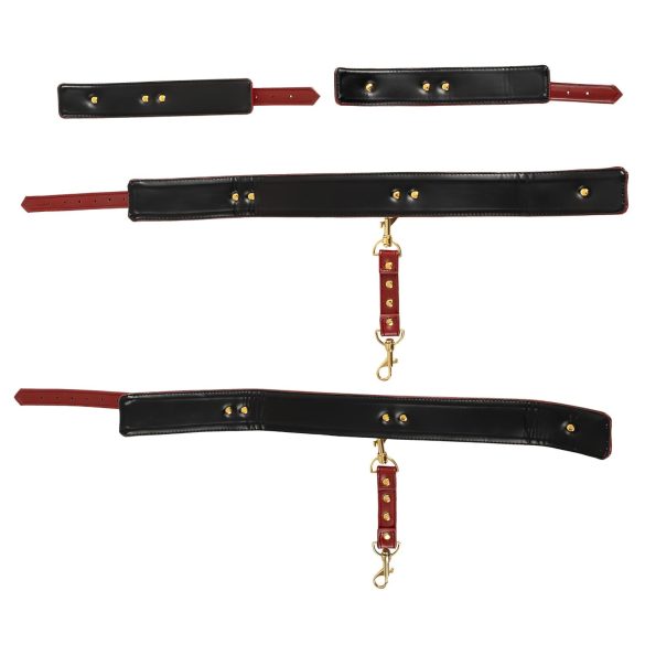 Bad Kitty - белезници за бедра и китки комплект - червен