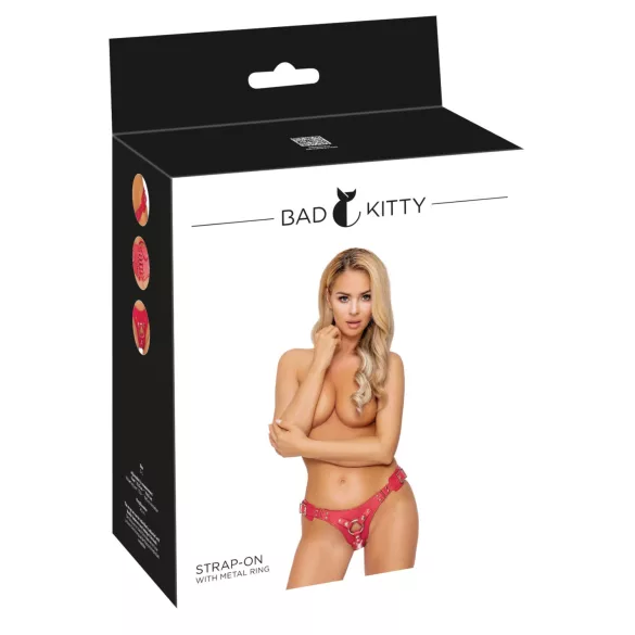 Bad Kitty - дамски страпон с колан - червен