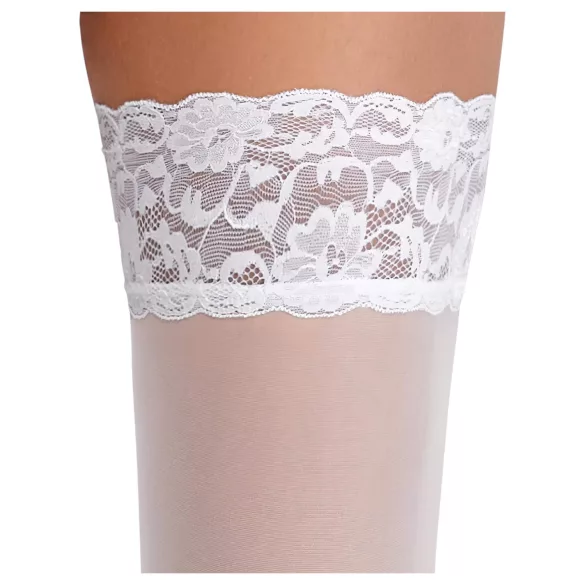 Cottelli - дантелени жартиери - флорален десен - бели - 3/M-L