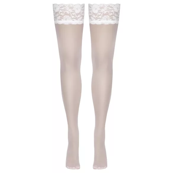 Cottelli - дантелени жартиери - флорален десен - бели - 3/M-L