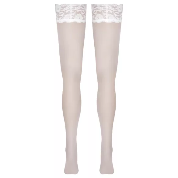 Cottelli - дантелени жартиери - флорален десен - бели - 3/M-L