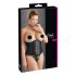 Cottelli Plus Size - сатенен корсет (черен) - 2XL