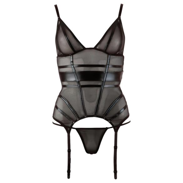 Cottelli - лъскава раирана, прозрачна горница (черна) - L