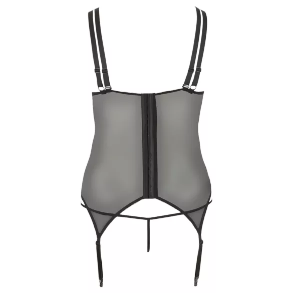 Cottelli Plus Size - мултифункционален корсет с жартиери (черен)