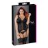 Cottelli Plus Size - Многообразен черен топ с жартиери - 3XL
