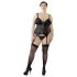 Cottelli Plus Size - Многообразен черен топ с жартиери - 3XL