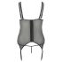 Cottelli Plus Size - Многообразен черен топ с жартиери - 3XL