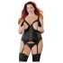 Cottelli Plus Size - Многообразен черен топ с жартиери - 3XL