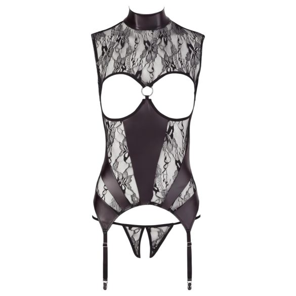 Abierta Fina - искрящ се дантелен открит топ (черен)