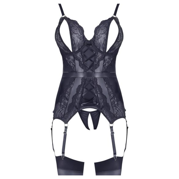 Cottelli - дантелено отворено горнище и прашки (черно) - M