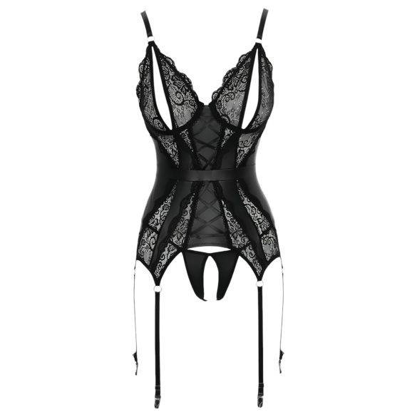 Cottelli - дантелено отворено горнище и прашки (черно) - XL