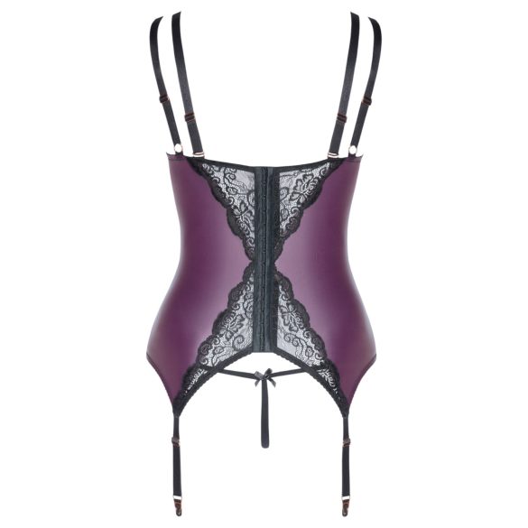 Cottelli Curves - дантелен комплект бельо с корсет (лилав)