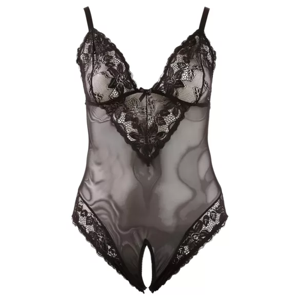 Cottelli Plus Size - дамско боди с дантела - черно