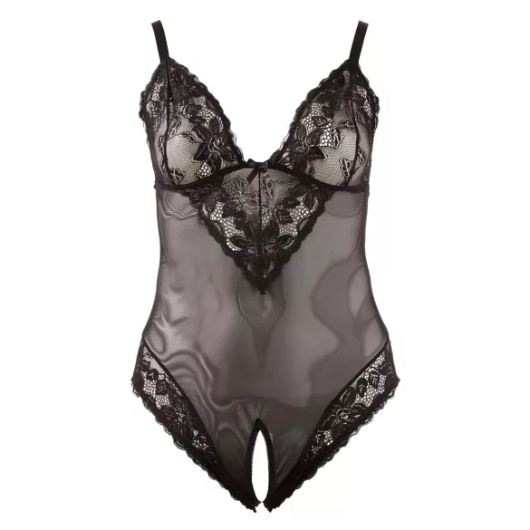 Cottelli Plus Size - дамско боди с дантела - черно - XXL